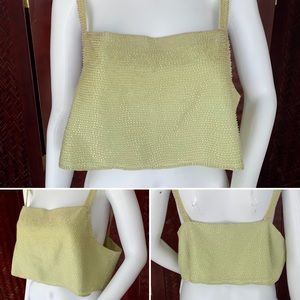 Barely worn Free People mint green beaded cami crop top blouse sz extra large XL